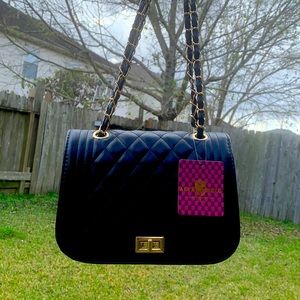 Black purse w gold accents
